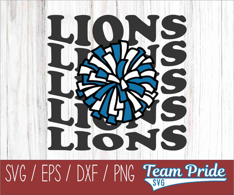Lions Cheer Vintage Wave SVG Digital Download Printable - SVG, EPS, DXF, PNG & More! SVG Team Pride SVG 