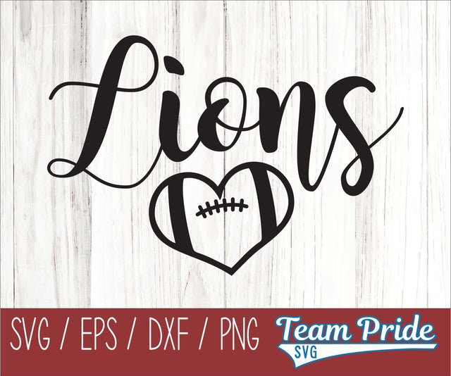 Lions Football Heart SVG Digital Download Printable - SVG, EPS, DXF, PNG SVG Team Pride SVG 