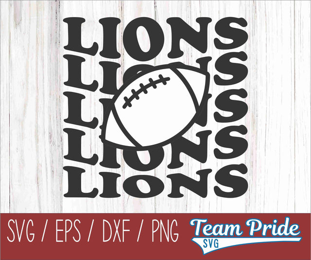 Lions Football Retro Wave SVG Digital Download Printable - SVG, EPS, DXF, PNG SVG Team Pride SVG 