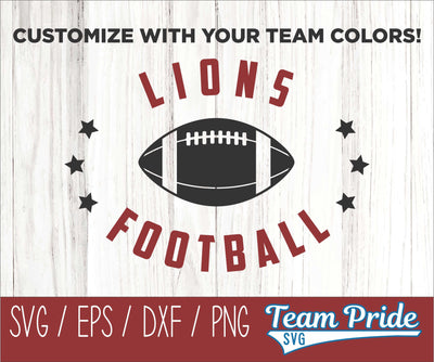 Lions Football SVG Digital Download Printable - SVG, EPS, DXF, PNG 3 SVG Team Pride SVG 