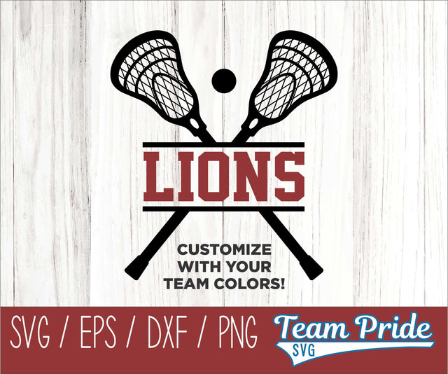 Lions Lacrosse SVG Digital Download Printable - SVG, EPS, DXF, PNG SVG Team Pride SVG 