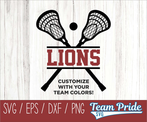 Lions Lacrosse SVG Digital Download Printable - SVG, EPS, DXF, PNG SVG Team Pride SVG 
