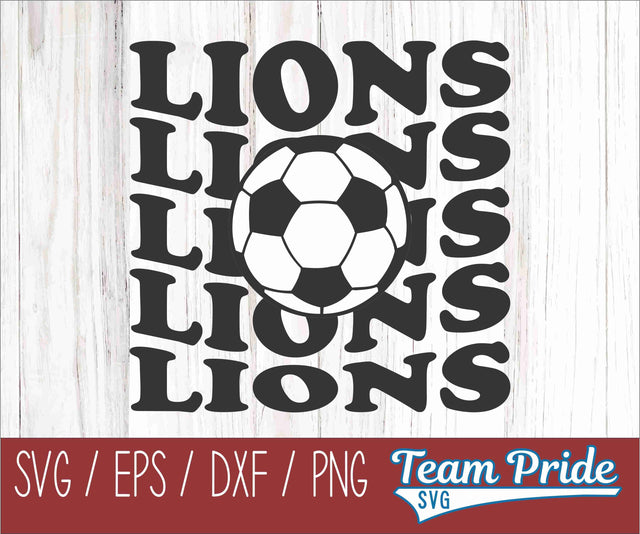 Lions Soccer Retro Wave SVG Digital Download Printable - SVG, EPS, DXF, PNG SVG Team Pride SVG 