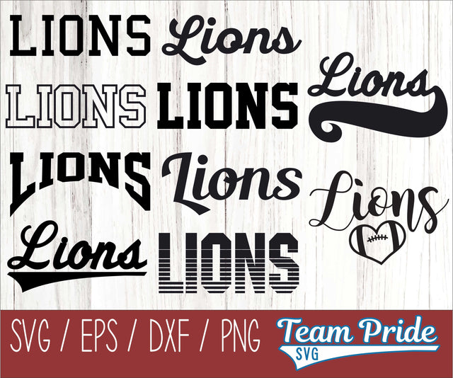 Lions SVG Bundle Digital Download Printable - SVG, EPS, DXF, PNG SVG Team Pride SVG 