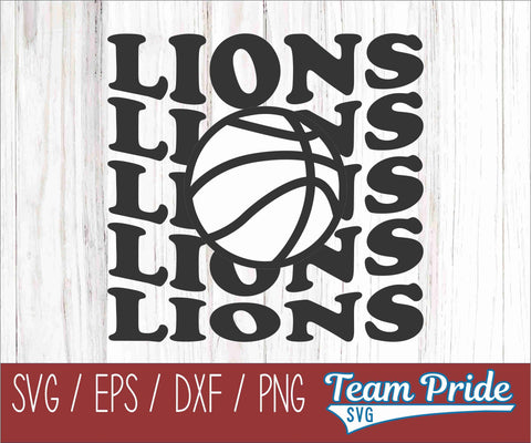 Lions Vintage Wave Basketball SVG Digital Download Printable - SVG, EPS, DXF, PNG SVG Team Pride SVG 
