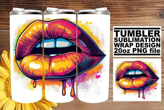 Lip Gloss Kiss Tumbler Wrap 20oz Sublimation afrosvg 
