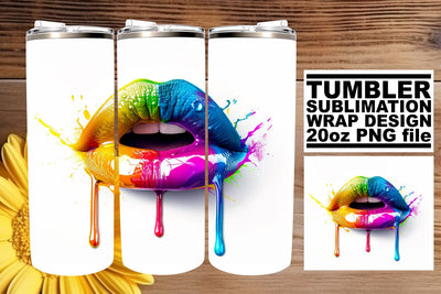 Lip Print Tumbler Wrap 20oz Sublimation Sublimation afrosvg 