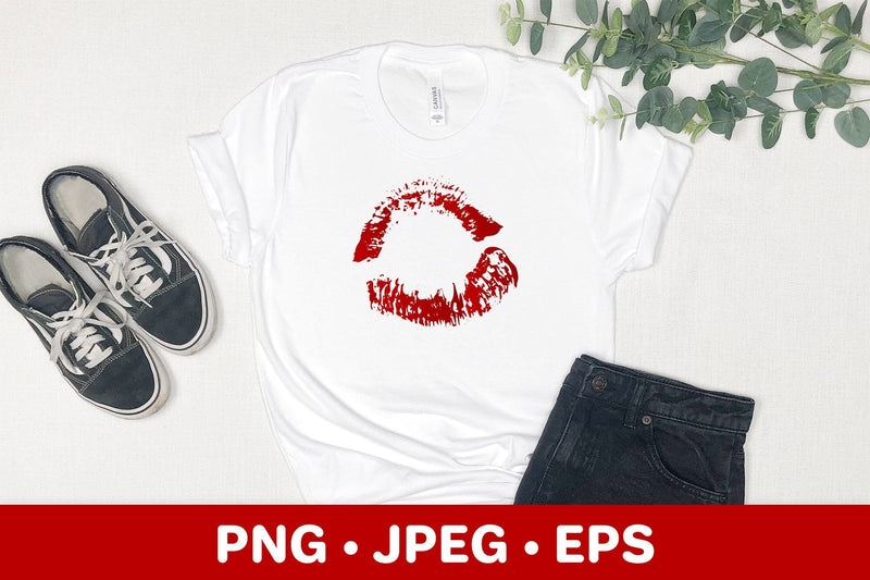 Lips print sublimation design. Distressed lipstick kiss PNG Sublimation LaBelezoka 