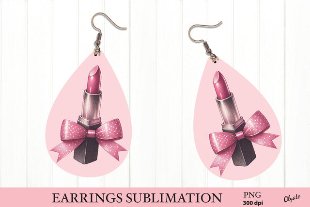 Lipstick Coquette PNG. Teardrop Earring Sublimation Olga Terlyanskaya 