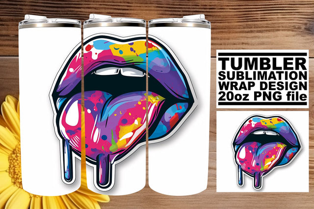 Lipstick Kiss Tumbler Design 20oz Sublimation afrosvg 