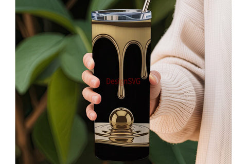 Liquid Gold Drips 20oz Tumbler Wrap Sublimation DesignSVG 