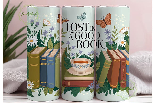 Literary Garden Tea Reading 20oz Tumbler Sublimation PixelChick 