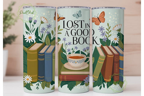 Literary Garden Tea Reading 20oz Tumbler Sublimation PixelChick 