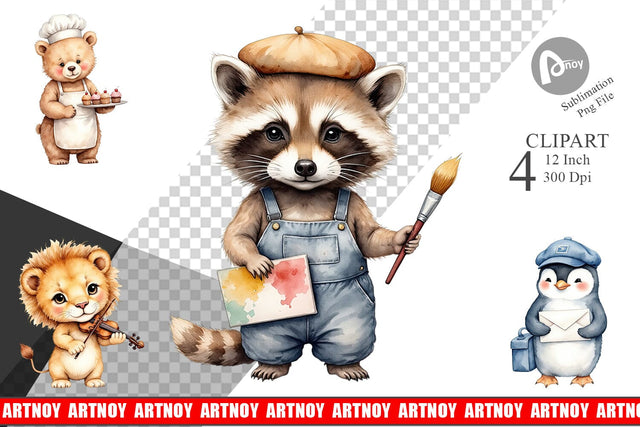 Little Animal Jobs Clipart Sublimation artnoy 