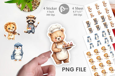 Little Animal Jobs Sticker Sublimation artnoy 