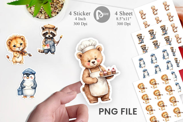 Little Animal Jobs Sticker Sublimation artnoy 