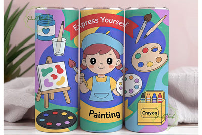 Little Artist Painting 20oz Tumbler Wrap Sublimation PixelChick 