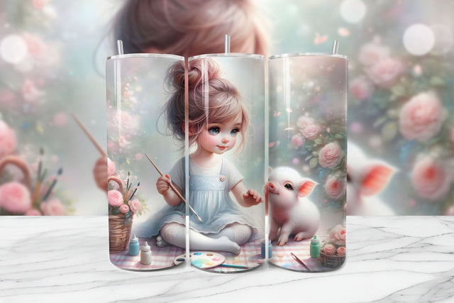 Little Artist Seamless Tumbler Wrap PNG Sublimation BijouBay 