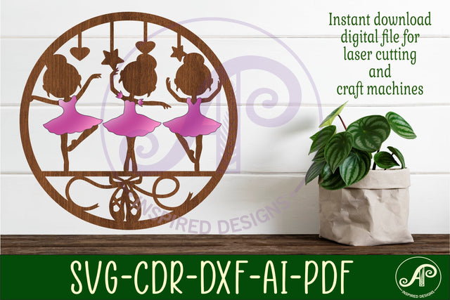 Little Ballerinas wall art sign, SVG file. vector file SVG APInspireddesigns 