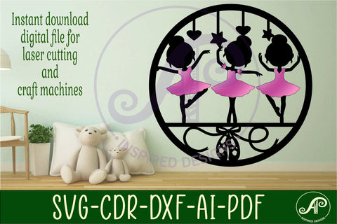 Little Ballerinas wall art sign, SVG file. vector file SVG APInspireddesigns 