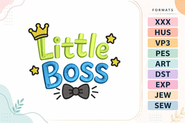 Little Boss Crown Baby Quote Embroidery Design Embroidery/Applique DESIGNS sg embroidery 