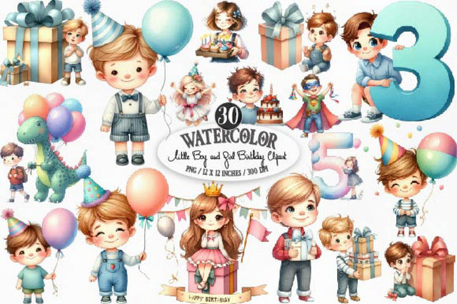 Little Boy and Girl Birthday Sublimation SVGista 