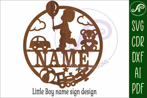 Little Boy and Toys name sign svg laser cut SVG APInspireddesigns 