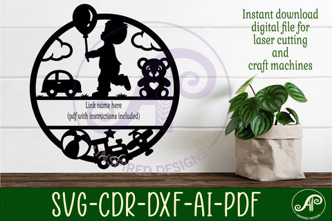 Little Boy and Toys name sign svg laser cut SVG APInspireddesigns 