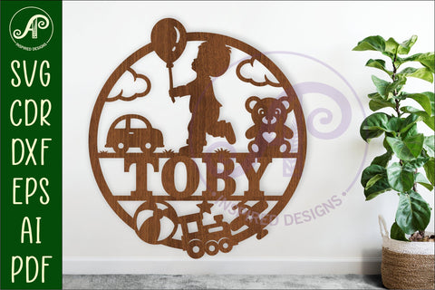 Little Boy and Toys name sign svg laser cut SVG APInspireddesigns 