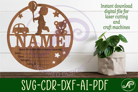Little Boy Newborn Baby stats, Birth plaque, name sign SVG SVG APInspireddesigns 