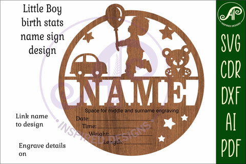 Little Boy Newborn Baby stats, Birth plaque, name sign SVG SVG APInspireddesigns 