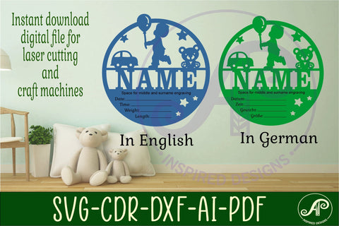 Little Boy Newborn Baby stats, Birth plaque, name sign SVG SVG APInspireddesigns 