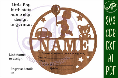 Little Boy Newborn Baby stats, Birth plaque, name sign SVG SVG APInspireddesigns 
