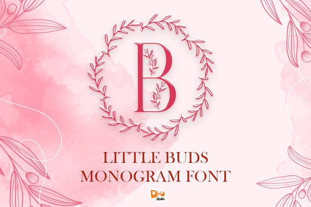 Little Buds Monogram Wreath Font Dm Letter Studio 