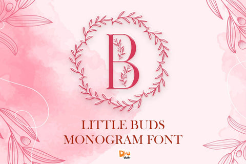 Little Buds Monogram Wreath Font Dm Letter Studio 