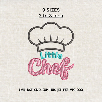 Little Chef Machine Embroidery Design – Kids Chef Hat Cooking Embroidery File Embroidery/Applique DESIGNS PatternFeed8 