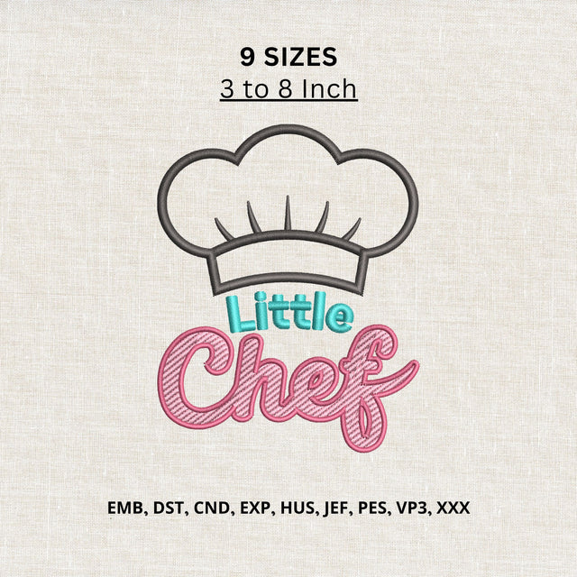 Little Chef Machine Embroidery Design – Kids Chef Hat Cooking Embroidery File Embroidery/Applique DESIGNS PatternFeed8 