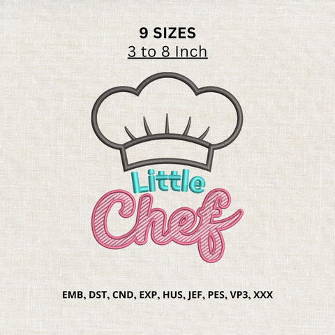 Little Chef Machine Embroidery Design – Kids Chef Hat Cooking Embroidery File Embroidery/Applique DESIGNS PatternFeed8 
