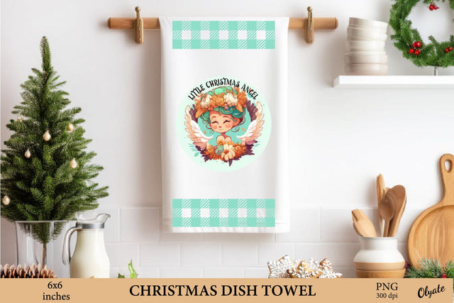 Little Christmas Angel Dish Towel Sublimation PNG. Sublimation Olga Terlyanskaya 