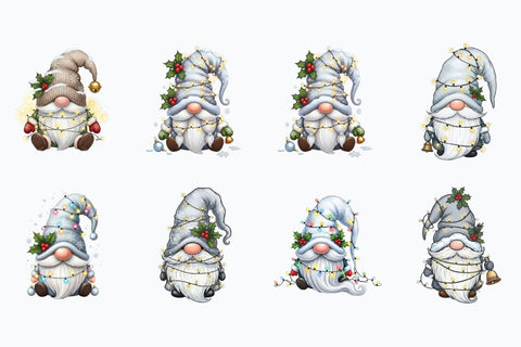 Little Christmas Gnomes Clipart Set – Festive Winter PNG Bundle – Digital Download Sublimation Debashish Barman 