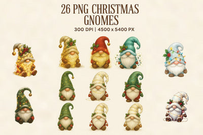 Little Christmas Gnomes Clipart Set – Festive Winter PNG Bundle – Digital Download Sublimation Debashish Barman 