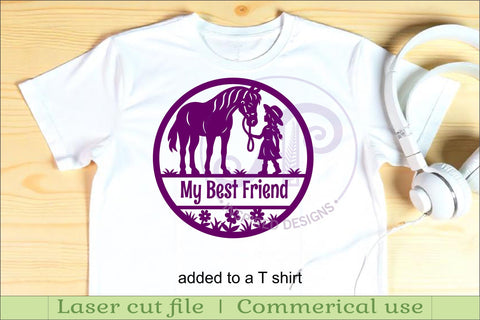 Little cowgirl and horse name sign svg laser cut template SVG APInspireddesigns 