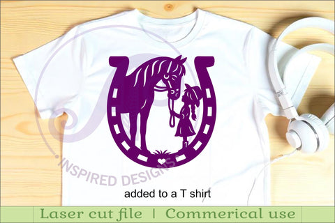 Little cowgirl and horse wall sign svg laser cut SVG APInspireddesigns 