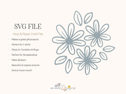 Little Daisies Floral SVG Cut File SVG Aja Nicole Designs 