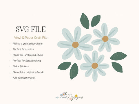 Little Daisies Floral SVG Cut File SVG Aja Nicole Designs 
