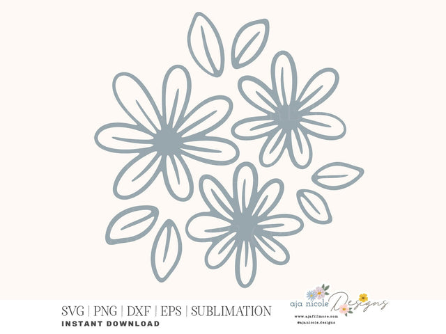 Little Daisies Floral SVG Cut File SVG Aja Nicole Designs 