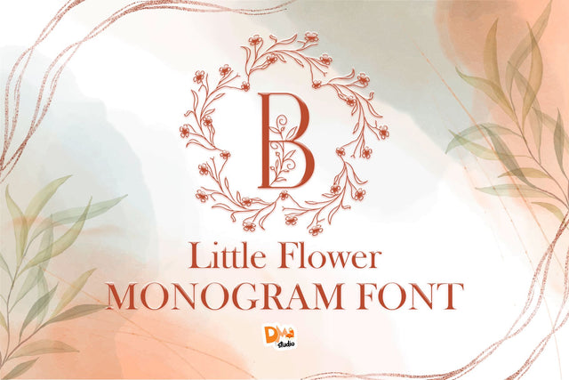 Little Flower Monogram Font Dm Letter Studio 