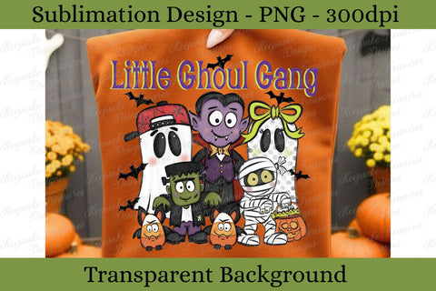 Little Ghoul Gang Halloween PNG, Cute Ghost Friends, Vampire Mummy Frankenstein, Spooky Kids Sublimation, Trick or Treat Shirt Design Sublimation Keepsake Treasures Designs LLC. 