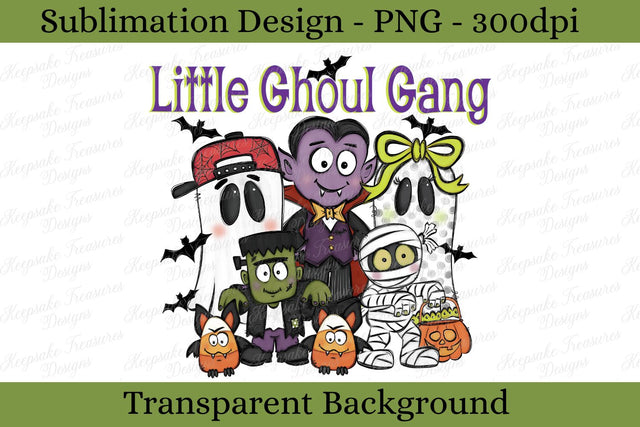 Little Ghoul Gang Halloween PNG, Cute Ghost Friends, Vampire Mummy Frankenstein, Spooky Kids Sublimation, Trick or Treat Shirt Design Sublimation Keepsake Treasures Designs LLC. 