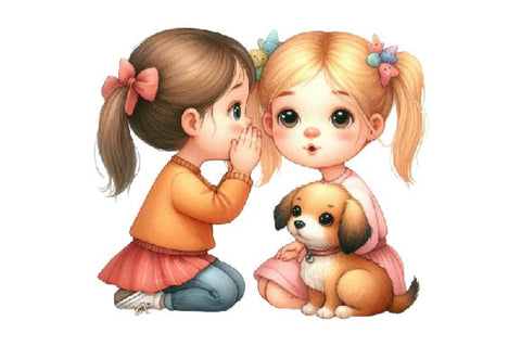 Little Girl and Dog Clipart Sublimation SVGista 